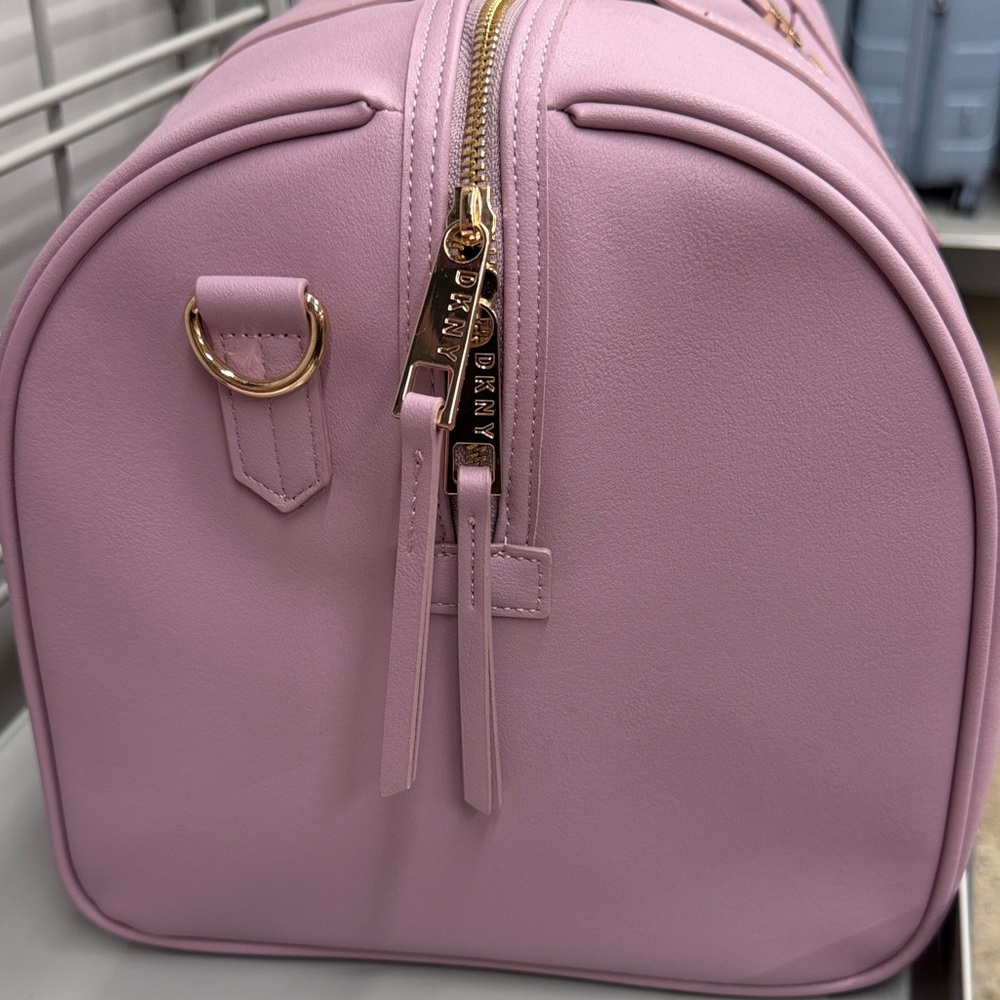 DKNY Lavender Leather Travel Duffel with Gold Hardware - Picture 5 of 5